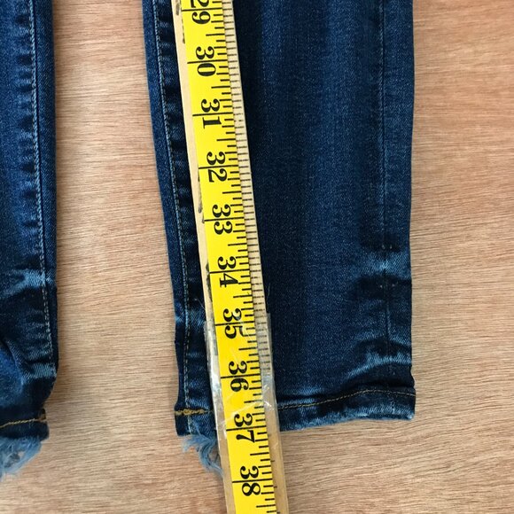 Good American Jeans Women 12/31 Blue Distressed High Rise Dark Wash Stretch - Picture 5 of 9